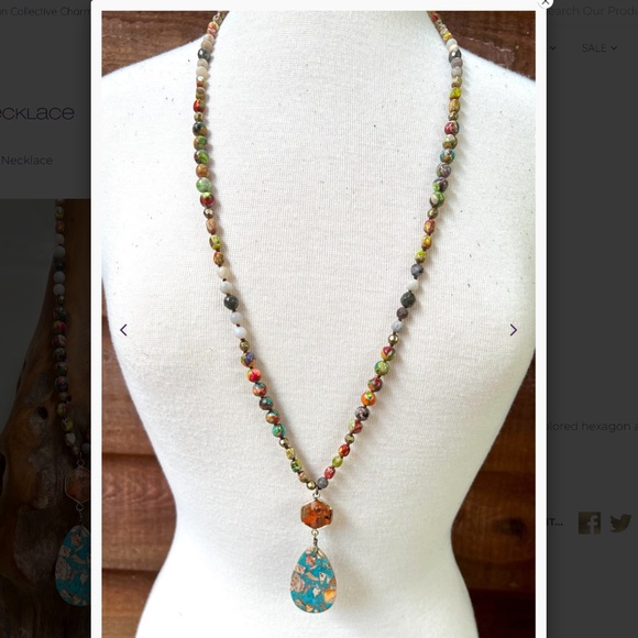 Bohemian “ Moab “ Boho Beaded Necklace with Teardrop Pendant R2A - Picture 2 of 4